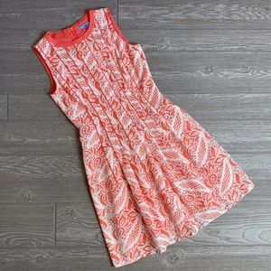 Antonio Melani Orange & White Lace Flared Dress
